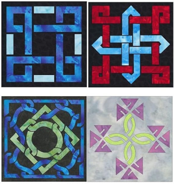 Easy Celtic Knot 4 Quilt Block Set Quilt Applique Patterns Etsy