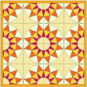 Rising Sun Quilt Paper Piece Foundation Quilting Block Pattern PDF