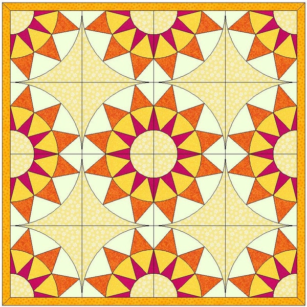 Rising Sun Quilt Paper Templates Quilting Block Pattern