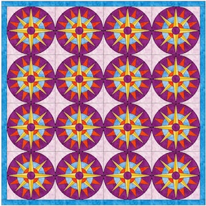 North Star Compass Quilt 15-tums blockpappersmall Quiltblockmönster PDF