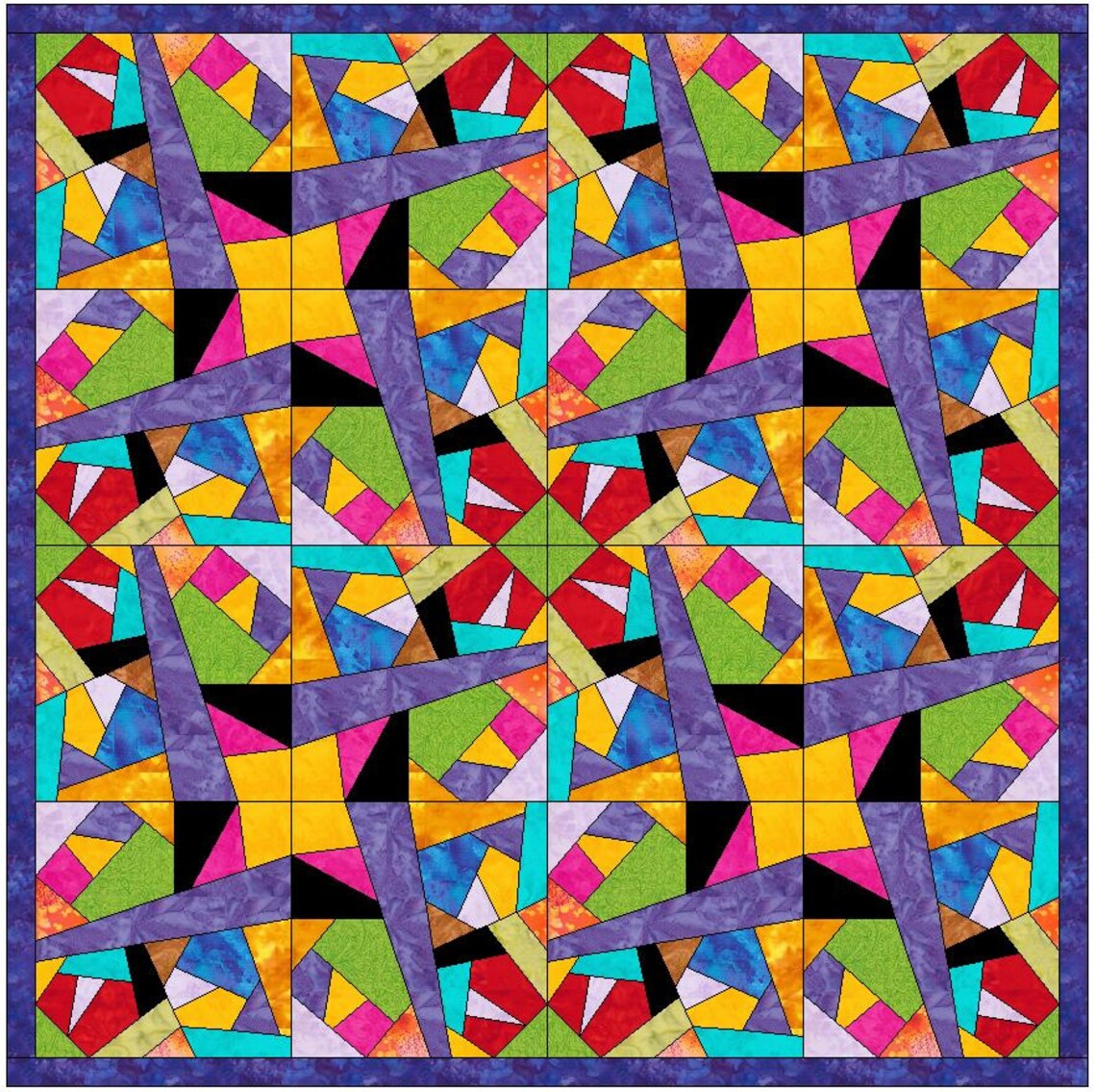 Complex Crazy Patch 18 Quilt Paper Piece Foundation Block Pattern PDF ...