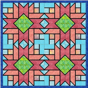 Quarter Rose Stained Glass Quilt Foundation Paper Piece Quilting Block Pattern PDF image 3