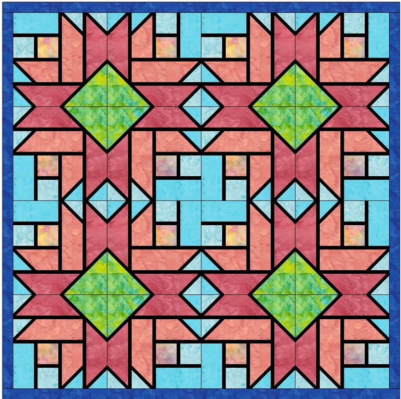 Quarter Rose Stained Glass Quilt Foundation Paper Piece Quilting Block Pattern PDF image 3