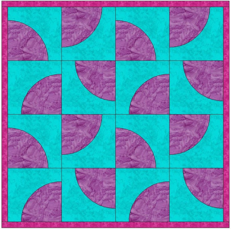 Drunkard's Path Quilt 10 Inch Block Templates Quilting Etsy