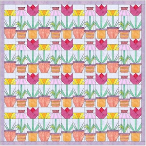 Potted Flowers Quilt 10 Inch Paper Piece Foundation Quilting Block Pattern PDF