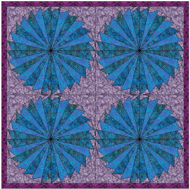 Overlapping Fan Quilt Paper Templates Quilting Block Pattern Etsy