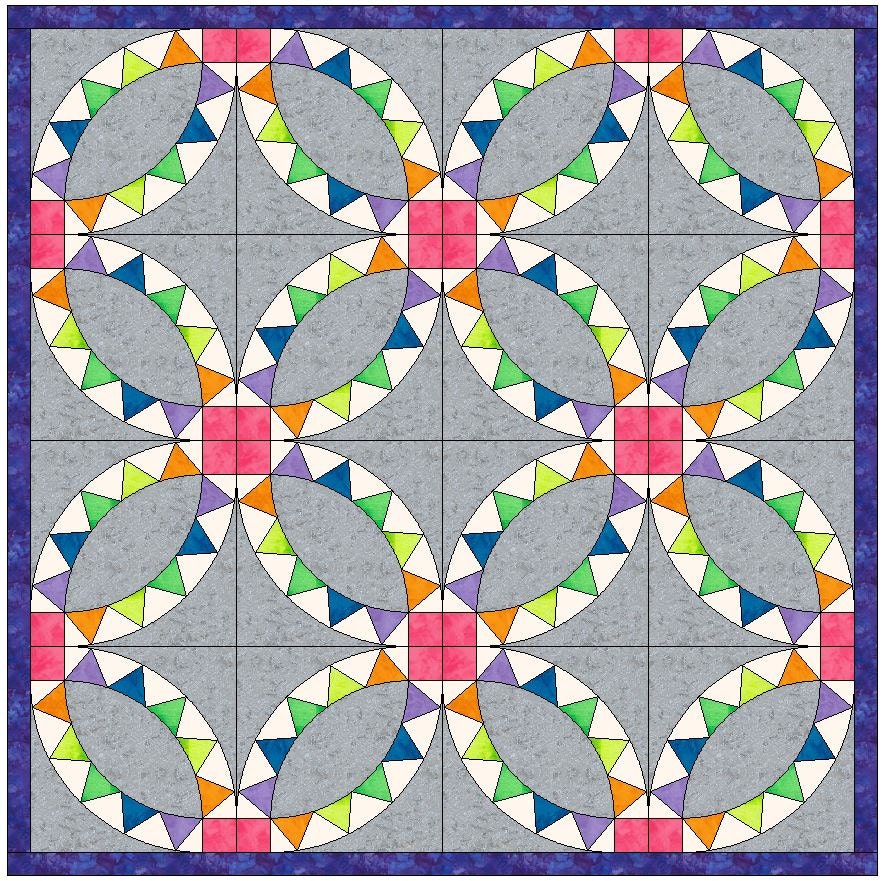 Pickle Dish 7 Points Double Wedding Ring Quilt Templates Quilting Block  Pattern PDF 