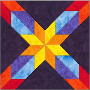Big Double Hunter&#39;s Star Quilt Template 15 Inch Block Pattern PDF