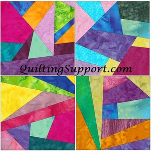 Zestaw kołder Crazy Patch 5 Paper Foundation Piecing Quilting 4 Block Patterns PDF