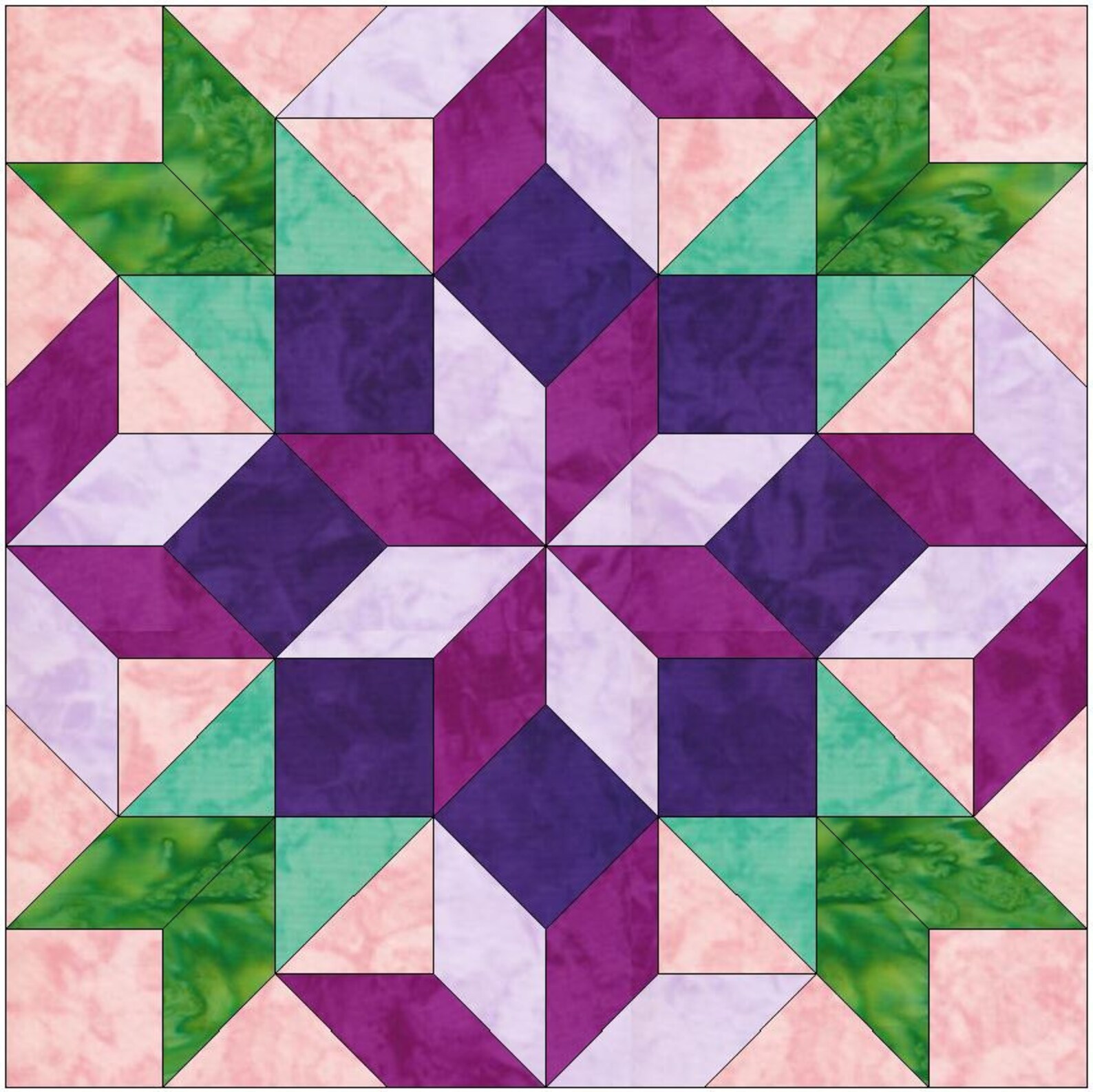 Starry Night Flower Quilt Template Quilting Block Pattern PDF Etsy