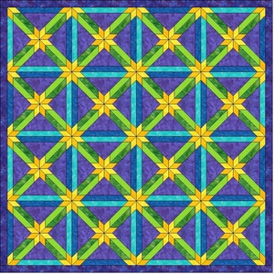 Double Sashed Hunter&#39;s Star Quilt 15 Inch Block Template Quilting Block Pattern PDF