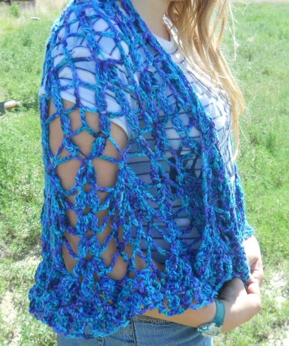 Pineapple Shawl Wrap Hand Crochet ocean Blues Etsy