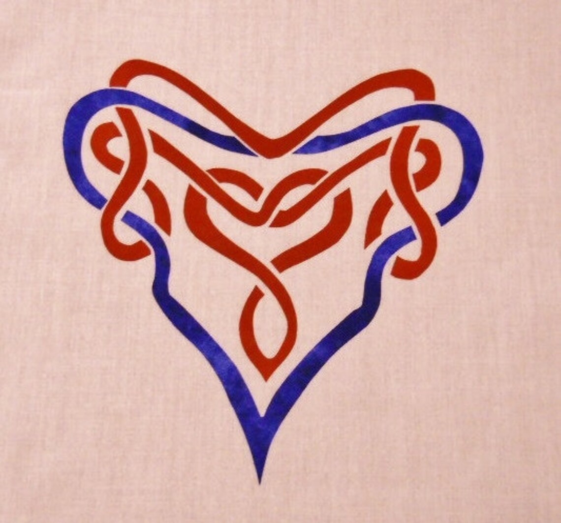 Celtic Hearts Knot 2 Quilt Applique Pattern Design easy Etsy
