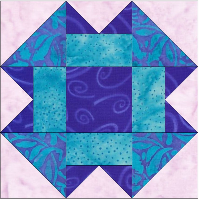Folded Corners Quilt 15 Inch Block Paper Template Quilting Image 0 1