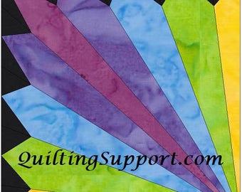 HC Rainbow Fan 15 Inch Block Paper Template Quilting Block Pattern PDF