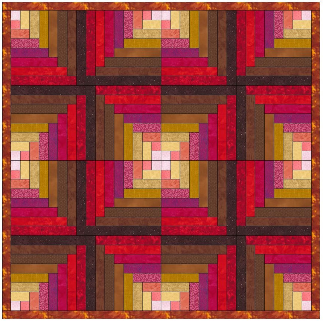 Quarter Log Cabin Quilt 8 Paper Piece Foundation Quilting Block Pattern ...