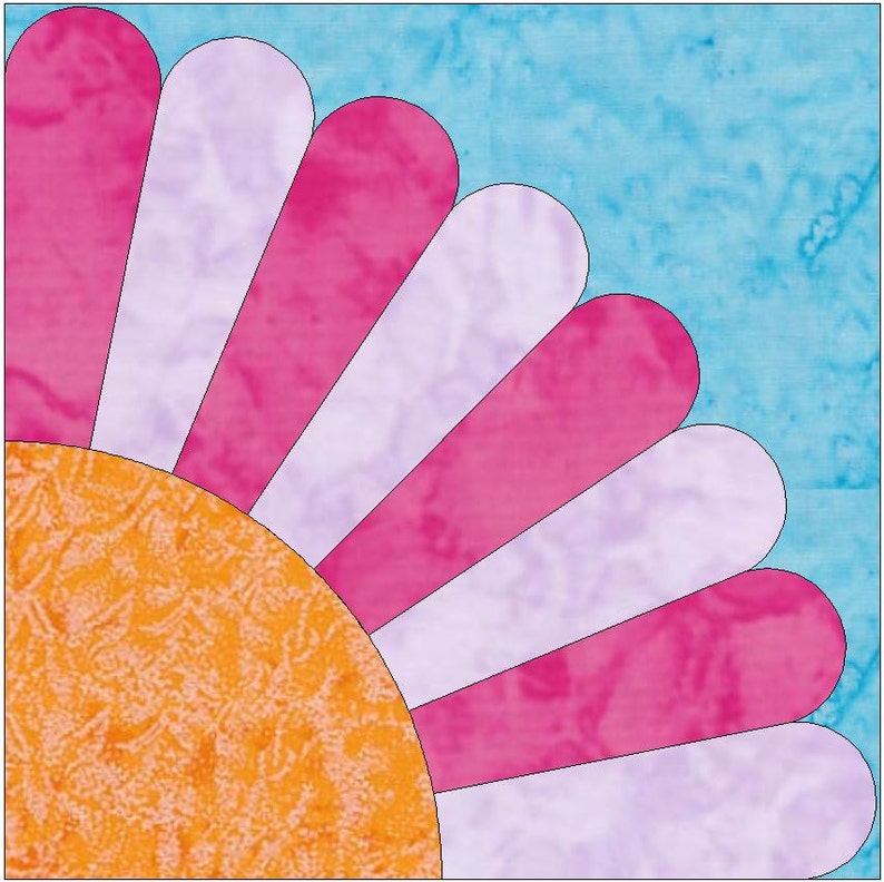8 Petal Sunflower Corner Dresden Fan Quilt Template Quilting Etsy
