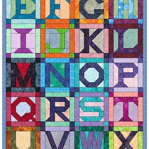 Alphabet Quilt 26 Letter Set Paper Piece Foundation Quilting Block Pattern image 1