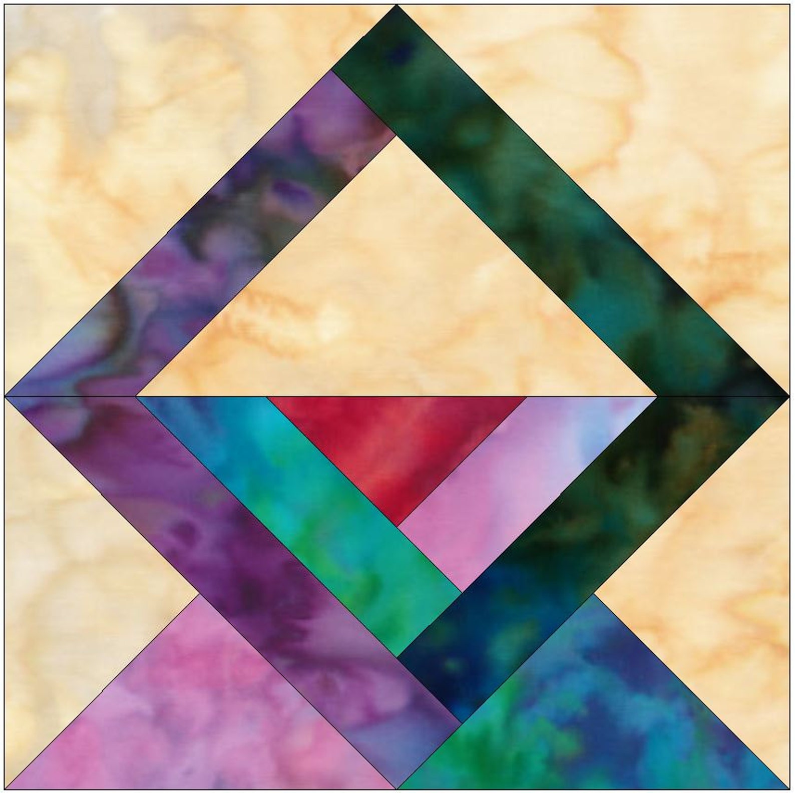 Log Cabin Basket Quilt Paper Piece Foundation Quilting Block Etsy