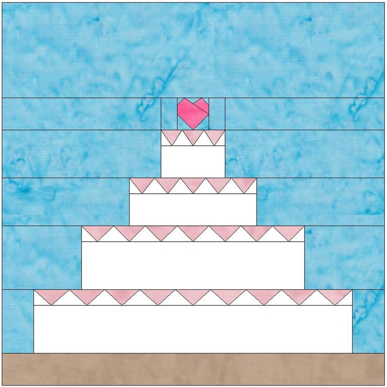 Wedding Cake Quilt Paper Piece Foundation Quilting Block Pattern PDF image 2