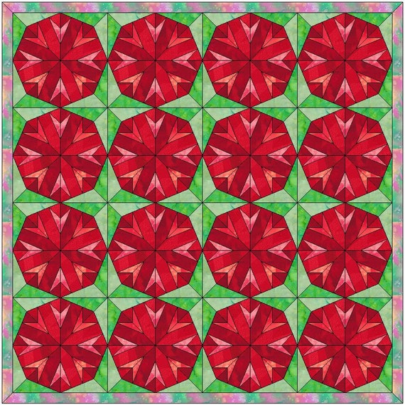 Chrysanthemum Flower Quilt Template Quilting Block Pattern PDF Etsy