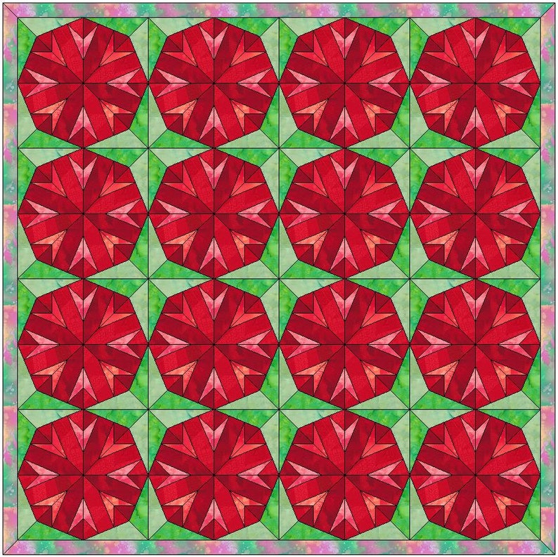 Chrysanthemum Flower Quilt Template Quilting Block Pattern PDF Etsy