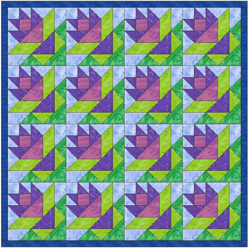 Spring Bloom Quilt 15 Inch Block Paper Template Quilting Block | Etsy