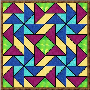 Quarter Geese Stained Glass Quilt Foundation Paper Piece Quilting Block Pattern PDF