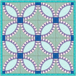 Pickle Dish 8 Punkte Doppel Ehering Quilt-Vorlagen Quilting-Block-Muster PDF