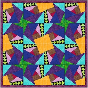 Crazy Geese 4 Quilt Paper Foundation Piece Quilting Block Pattern PDF
