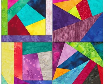 Crazy Patch Quilt Block Patterns: 10-Inch Paper Piecing (PDF)