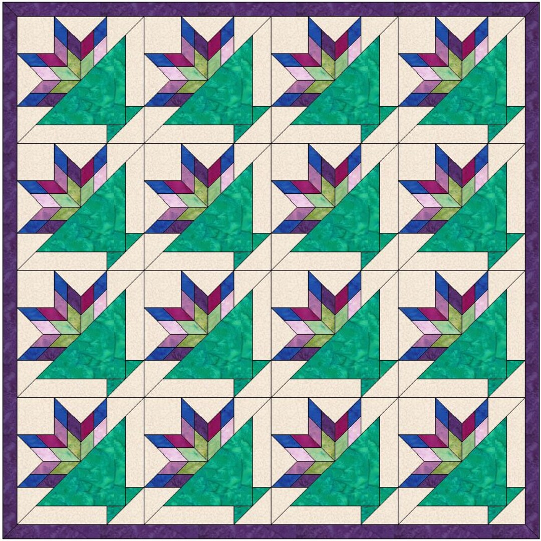 Tulip Basket Quilt Template 6 Inch Block Quilting Block Pattern Etsy