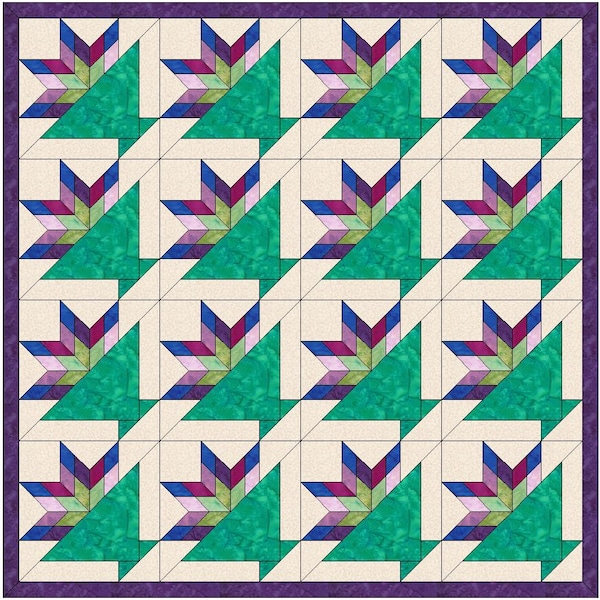 Tulip Basket Quilt Template 6 inch Block Quilting Block Pattern