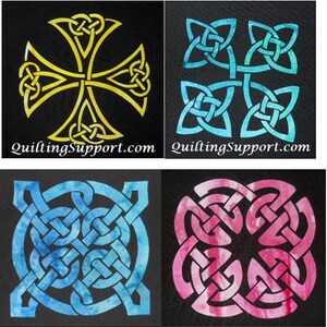 Easy Celtic Knot 4 Block Set Quilt Applique Patterns Designs (set 2)