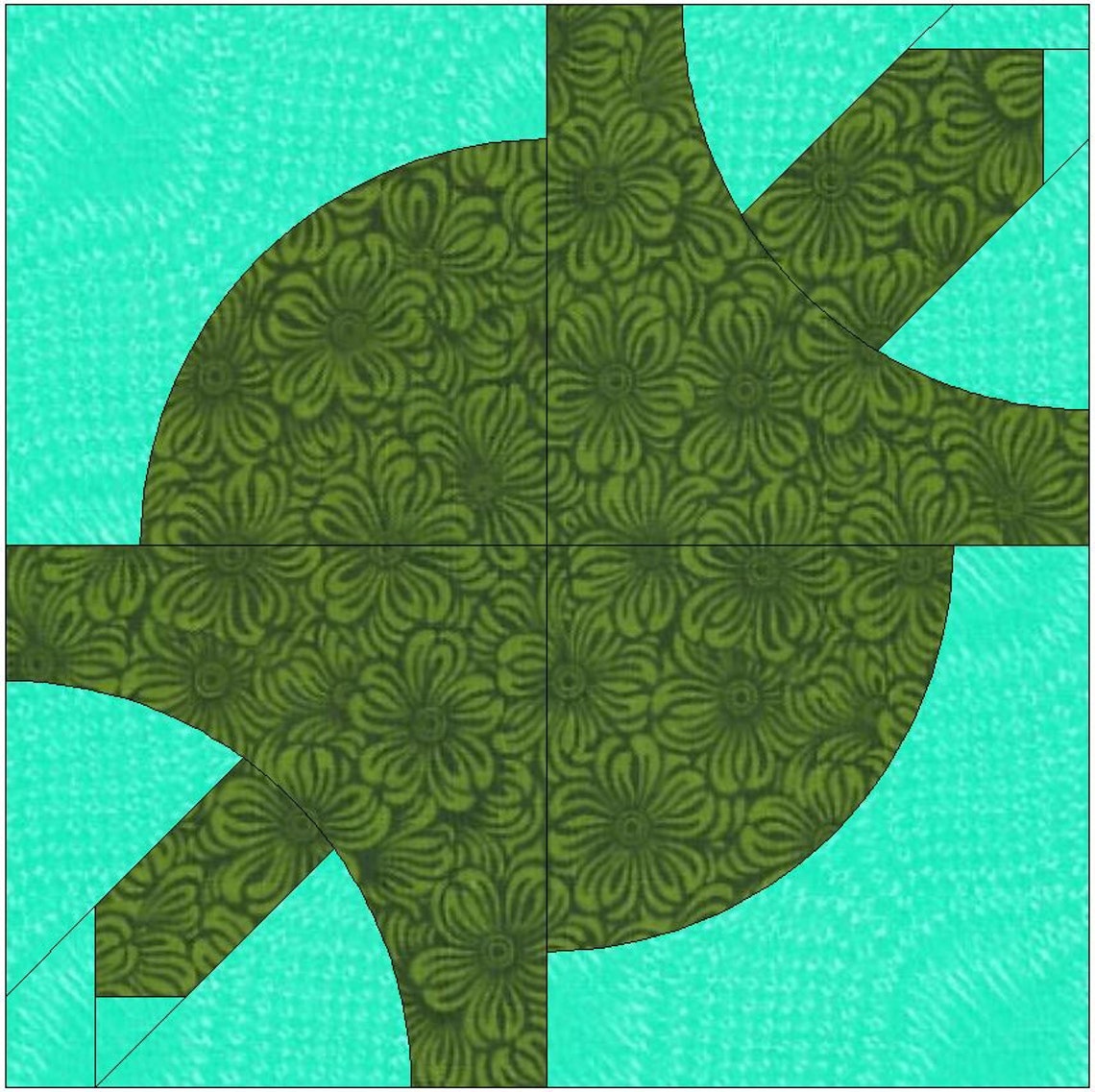 Turtle Drunkard's Path Quilt Block Template Pattern PDF Etsy