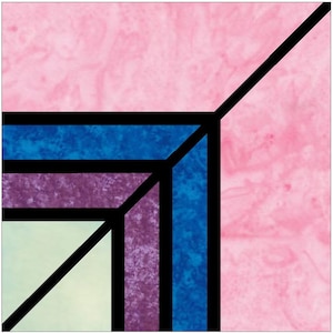 Stained Glass Wonders Corner Rotary Cut Quilting Block Pattern PDF