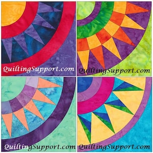 New York Beauty Quilt Set 1 Paper Foundation Piecing Quilting 4 Block Patterns PDF