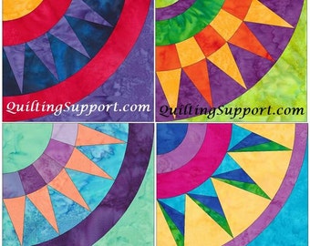 Ensemble de courtepointe New York Beauty 1 - 10 pouces fond de teint en papier quilting 4 motifs de blocs PDF