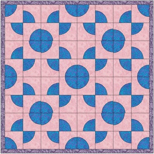 Around the World 2 / Drunkard's Path Quilt Templates Quilting Block Pattern PDF