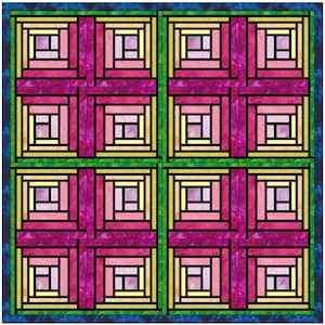 Stained Glass Uneven Log Cabin Quilt Paper Piece Foundation Quilting Block Pattern PDF