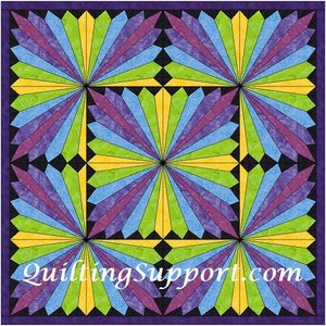 HC Rainbow Fan 10-tums pappersbitsgrund Quiltblockmönster PDF