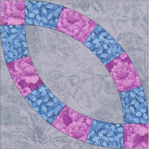 5 Segment Single Wedding Ring Quilt Templates Quilting Block Pattern PDF image 2