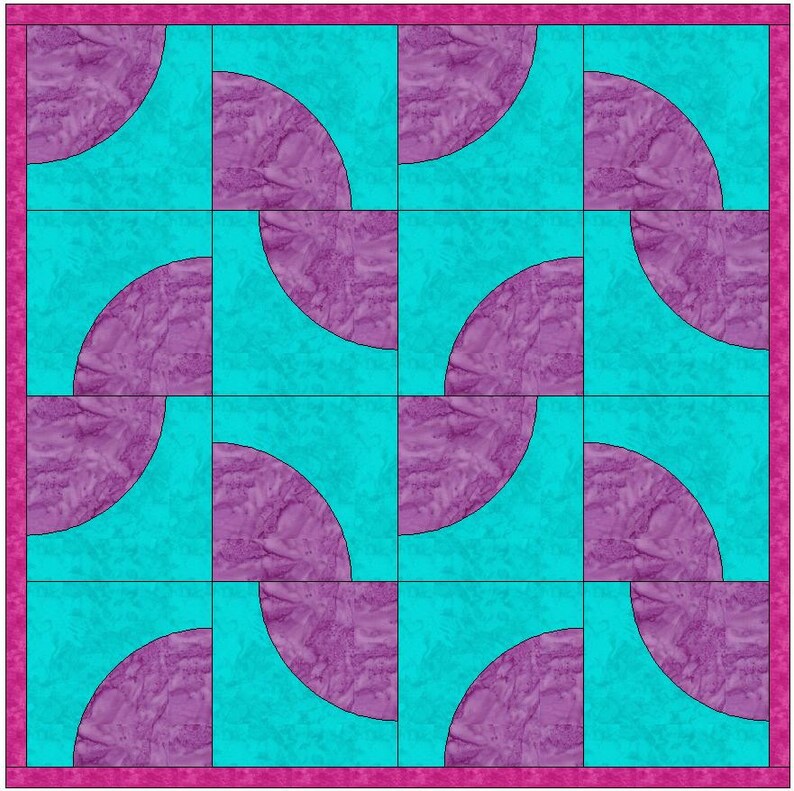 Drunkard's Path Quilt 10 Inch Block Templates Quilting Etsy