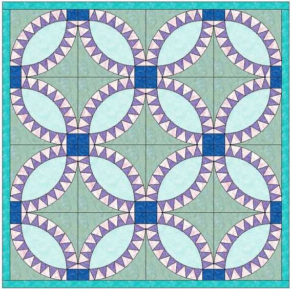 Pickle Dish 8 Points Double Wedding Ring Quilt Templates Quilting Block  Pattern PDF 
