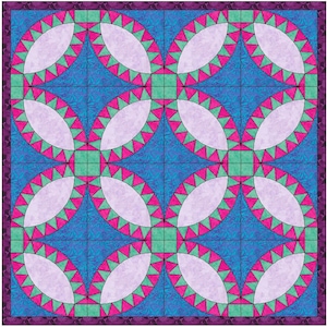 Pickle Dish 7 Points Double Wedding Ring Quilt Templates Quilting Block Pattern PDF