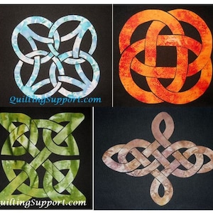 Easy Celtic Knot 4 Block Set Quilt Applique Patterns Designs (set 3) PDF