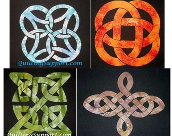 Easy Celtic Knot 4 Block Set Quilt Applique Patterns Designs (set 3) PDF