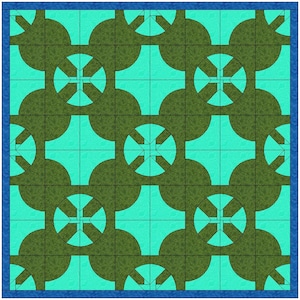 Turtle Drunkard's Path Quilt Block Template Pattern PDF
