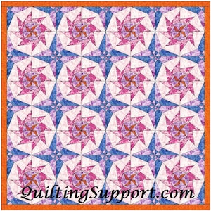 Pinball Swirl Star Quilt Paper Piecing Foundation Quilting Block Pattern PDF
