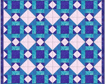 Folded Corners Quilt 15 Inch Quilt Block Template Pattern PDF